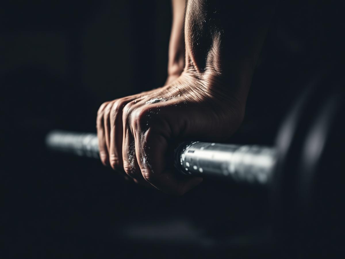 Barbell grip with chalk